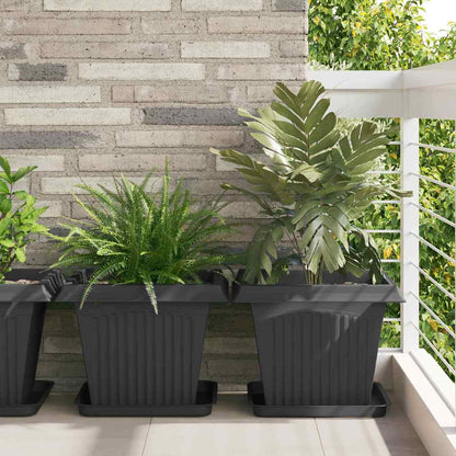 vidaXL Square Flower Pot 6 pcs Black 43 x 43 x 33.5 cm Plastic 1