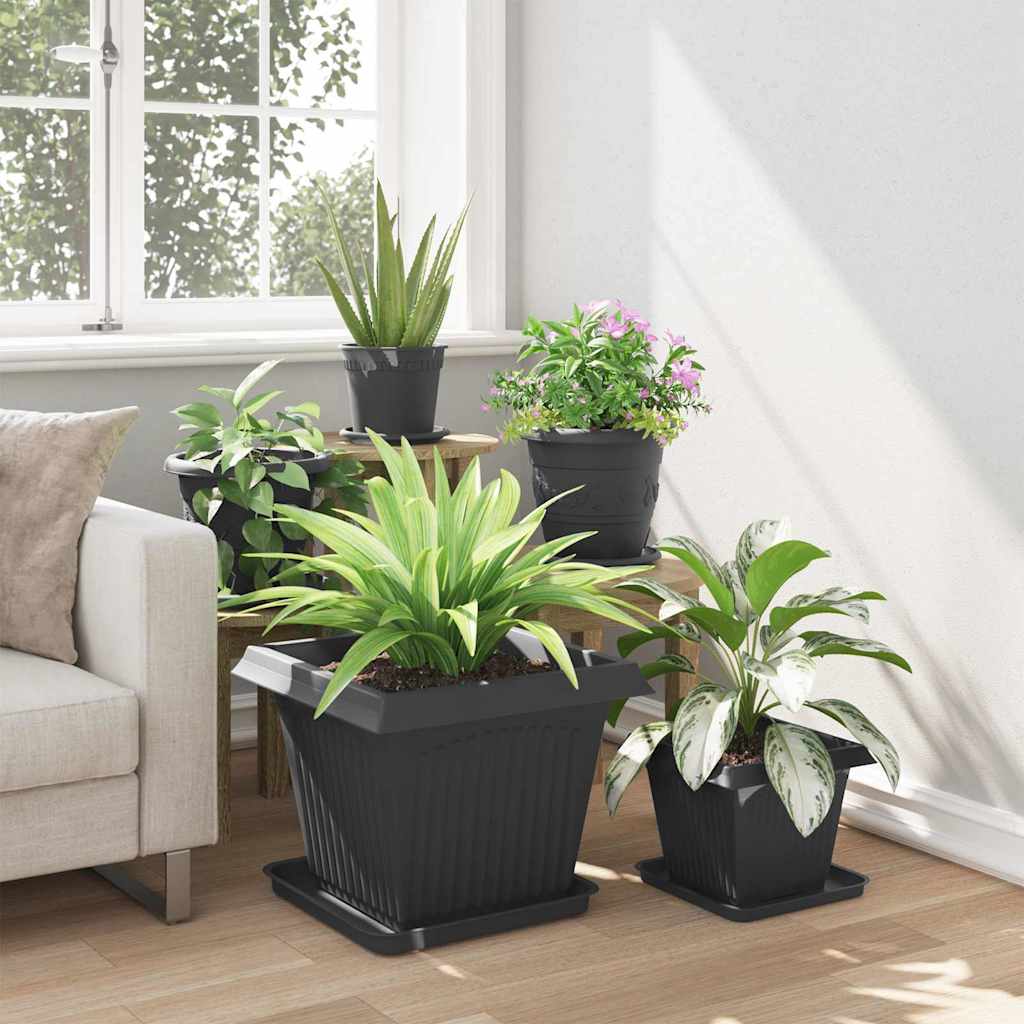 vidaXL Square Flower Pot 6 pcs Black 43 x 43 x 33.5 cm Plastic 4