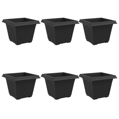 vidaXL Square Flower Pot 6 pcs Black 43 x 43 x 33.5 cm Plastic 2