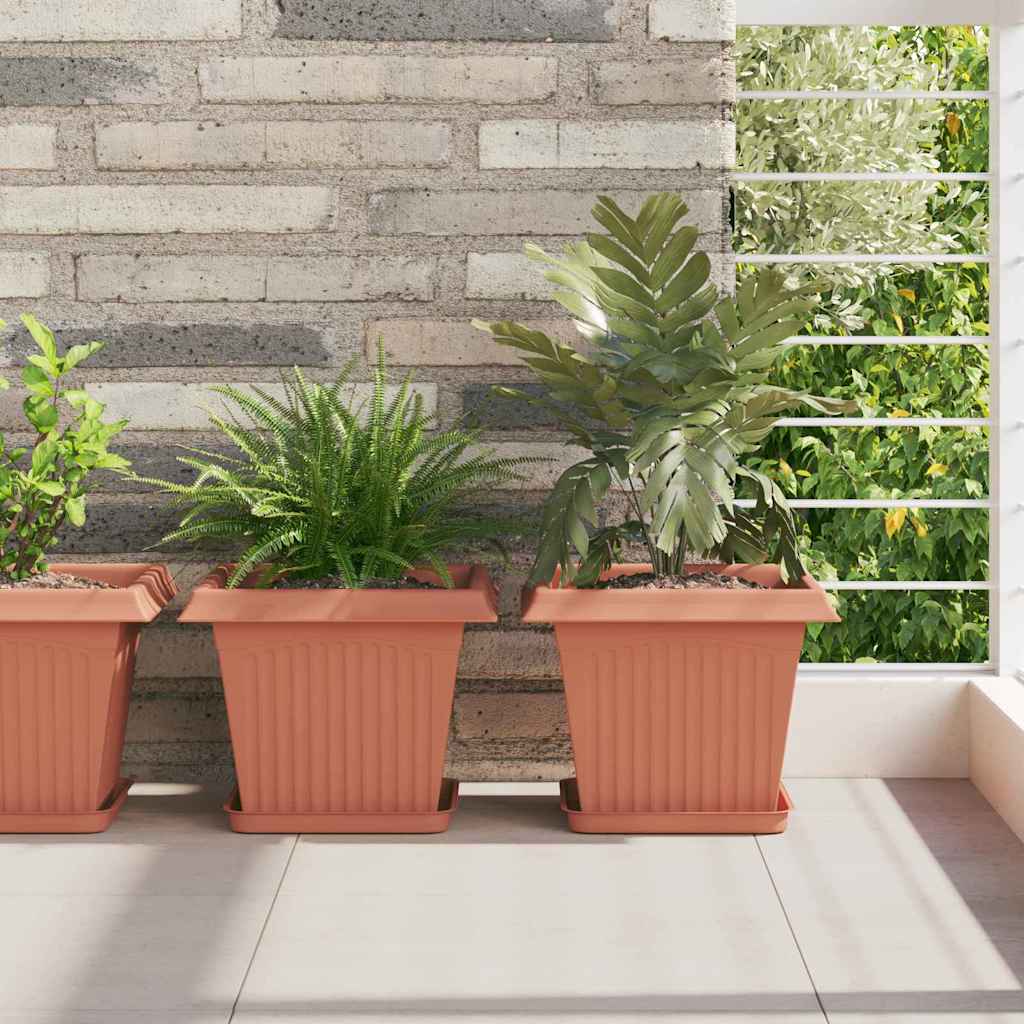 vidaXL Square Flower Pot 24 pcs Brick Red 28.5 x 28.5 x 22 cm Plastic 1