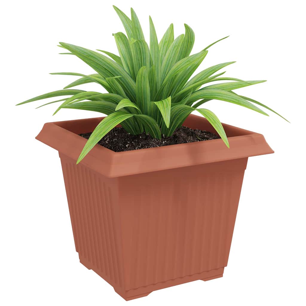 vidaXL Square Flower Pot 24 pcs Brick Red 28.5 x 28.5 x 22 cm Plastic 3