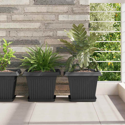 vidaXL Square Flower Pot 24 pcs Black 28.5 x 28.5 x 22 cm Plastic 1