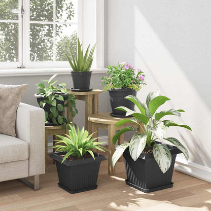 vidaXL Square Flower Pot 24 pcs Black 28.5 x 28.5 x 22 cm Plastic 4