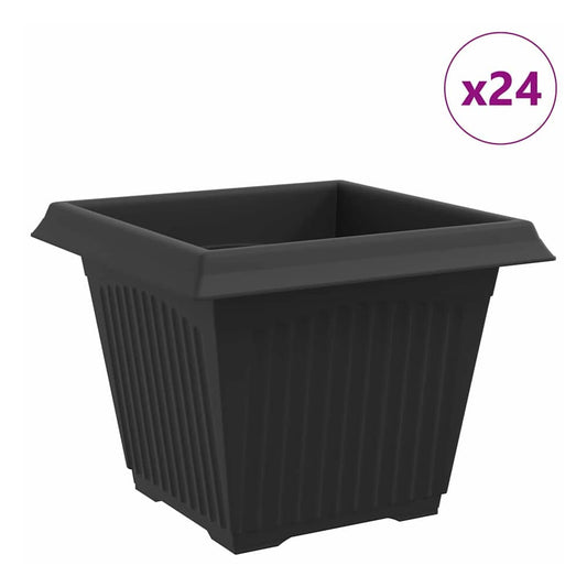 Square Flower Pot Plastic Black 24 pcs 28.5 cm 22 cm 28.5 cm