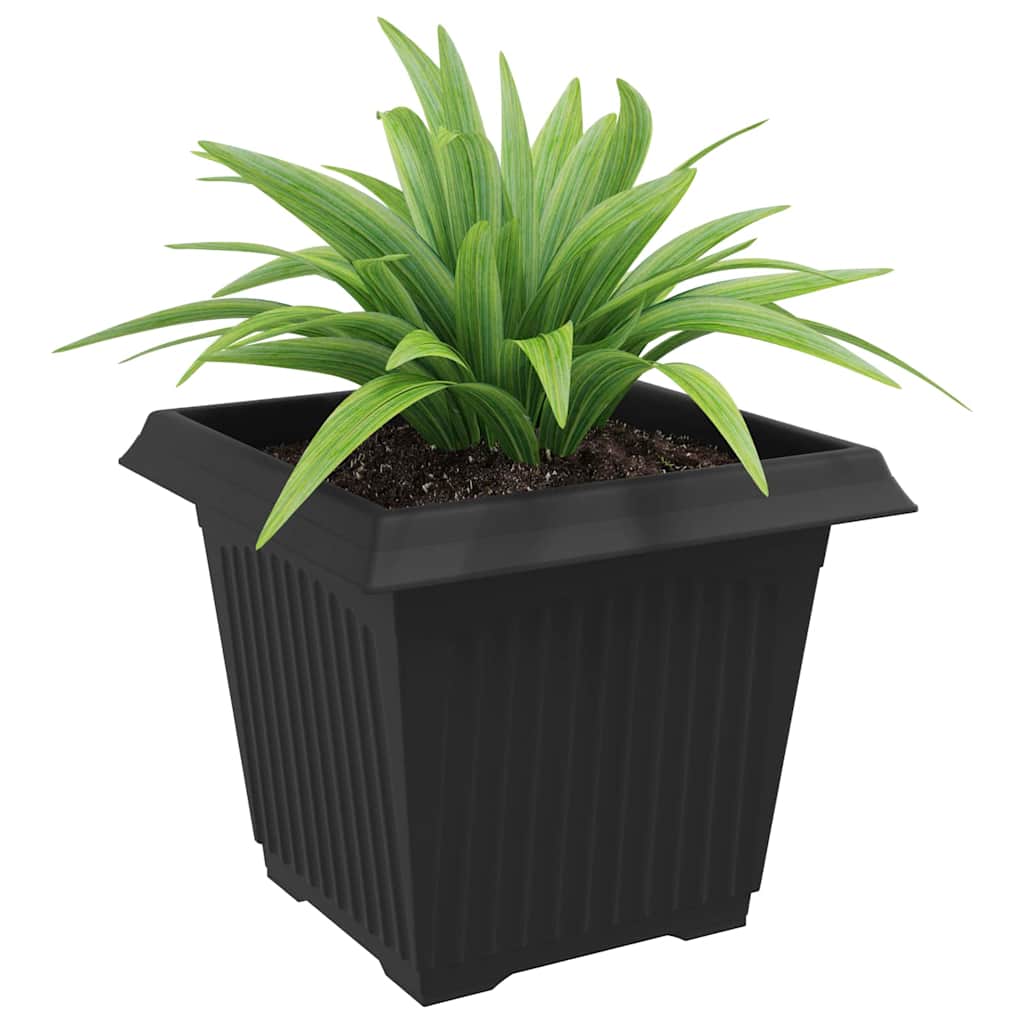 vidaXL Square Flower Pot 24 pcs Black 28.5 x 28.5 x 22 cm Plastic 3