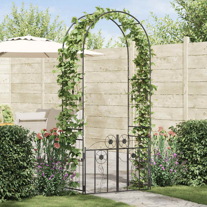 vidaXL Garden Arch Black 102 x 50 x 218 cm Steel 1