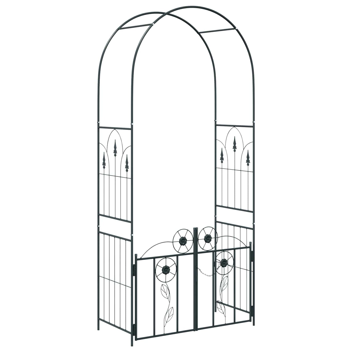 vidaXL Garden Arch Black 102 x 50 x 218 cm Steel 2