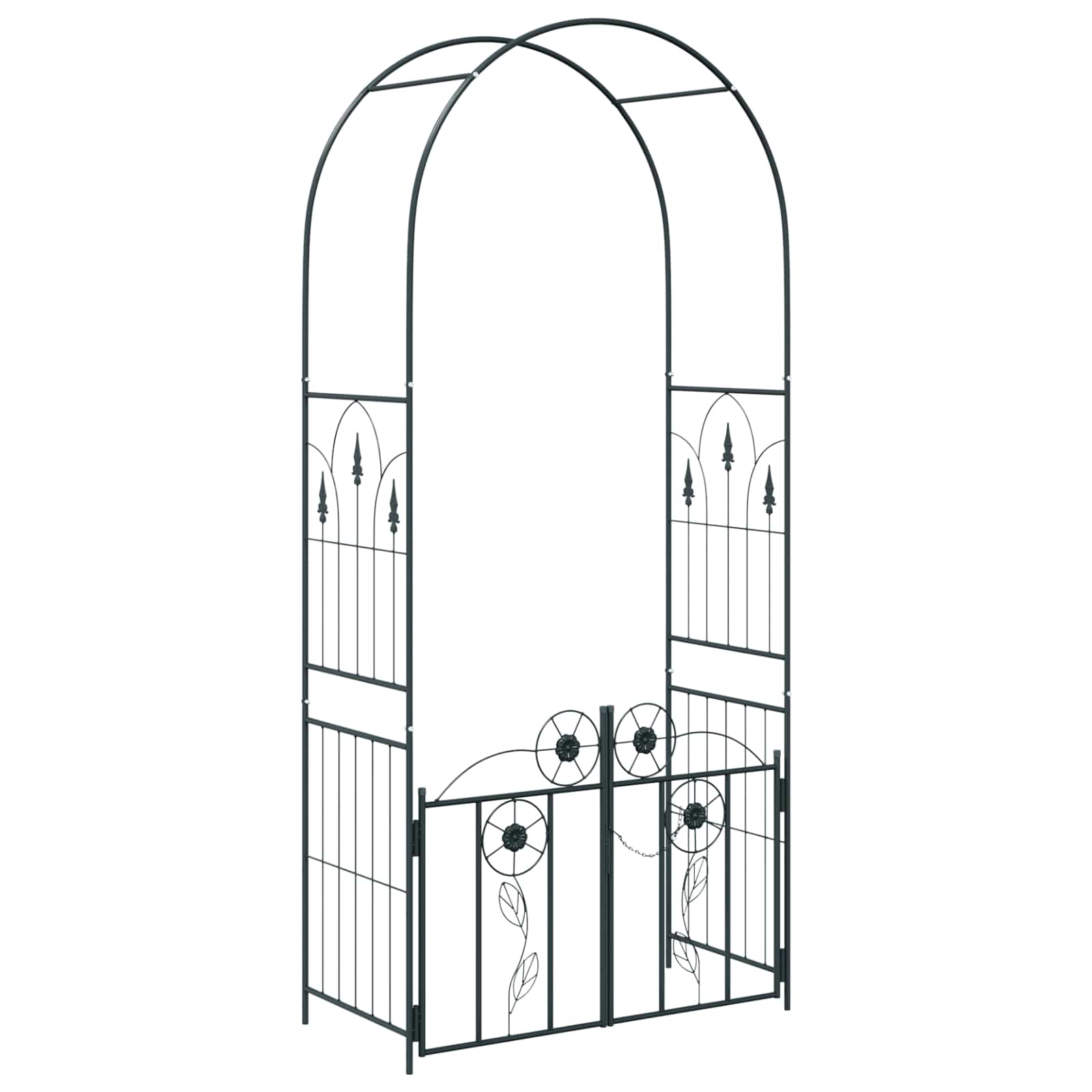 vidaXL Garden Arch Black 102 x 50 x 218 cm Steel 2