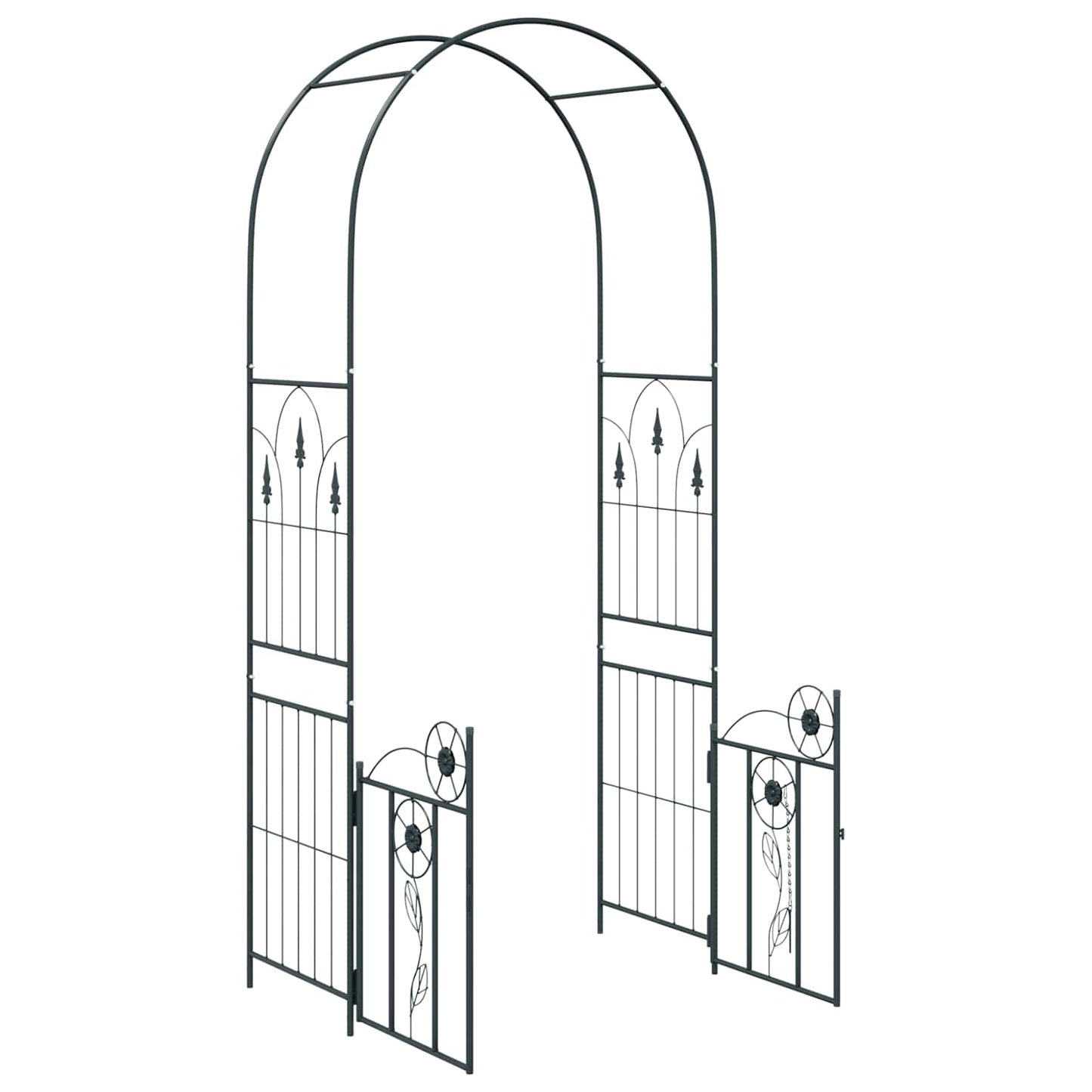 vidaXL Garden Arch Black 102 x 50 x 218 cm Steel 5