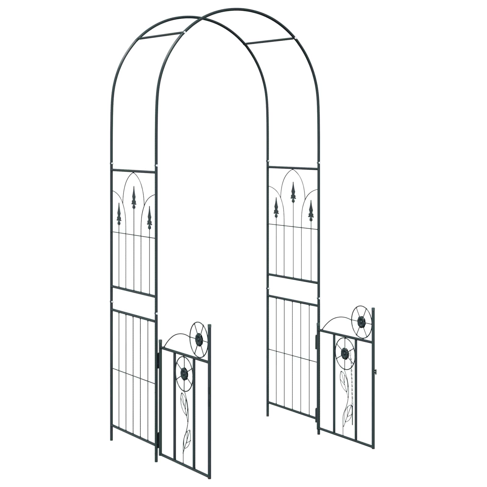 vidaXL Garden Arch Black 102 x 50 x 218 cm Steel 5