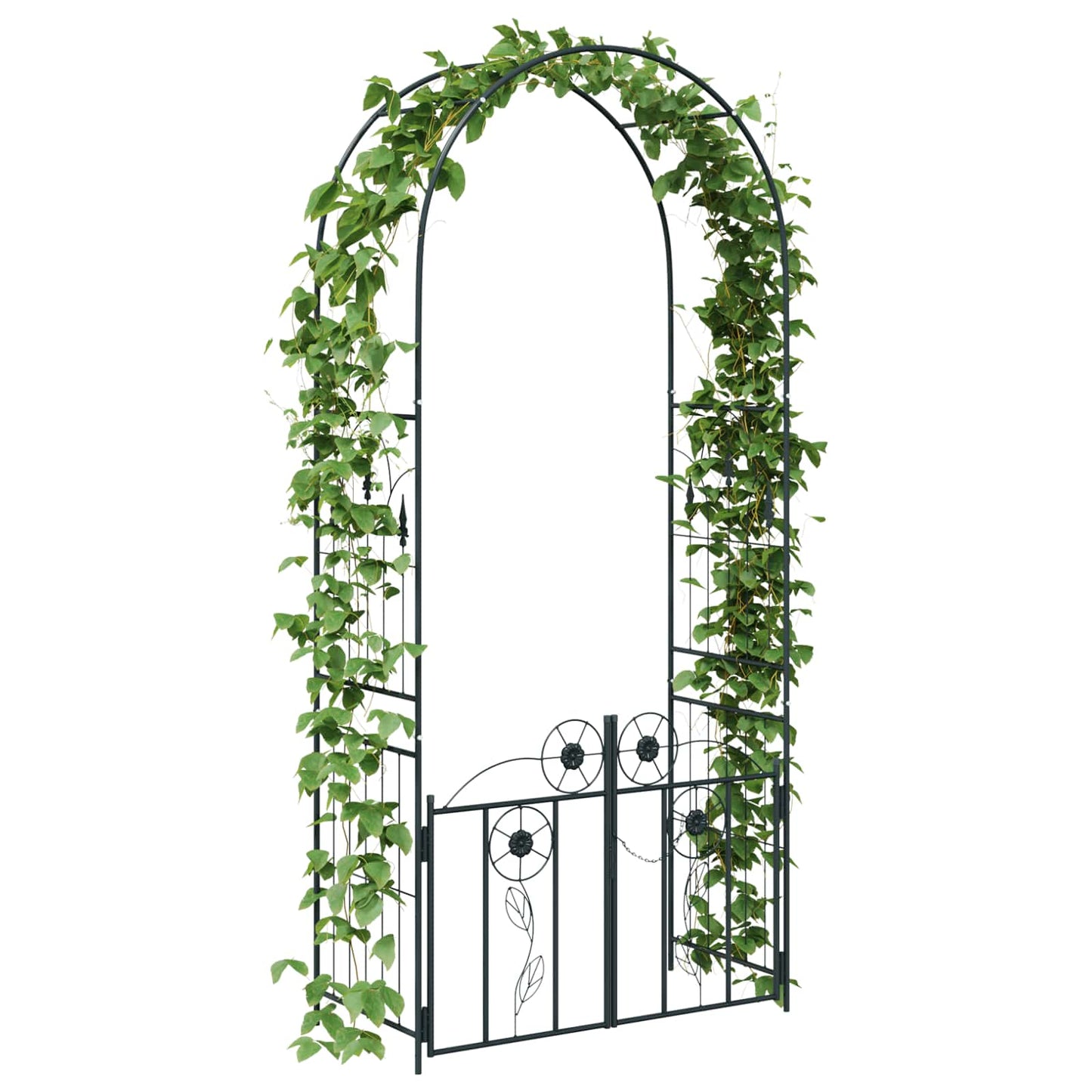 vidaXL Garden Arch Black 102 x 50 x 218 cm Steel 3