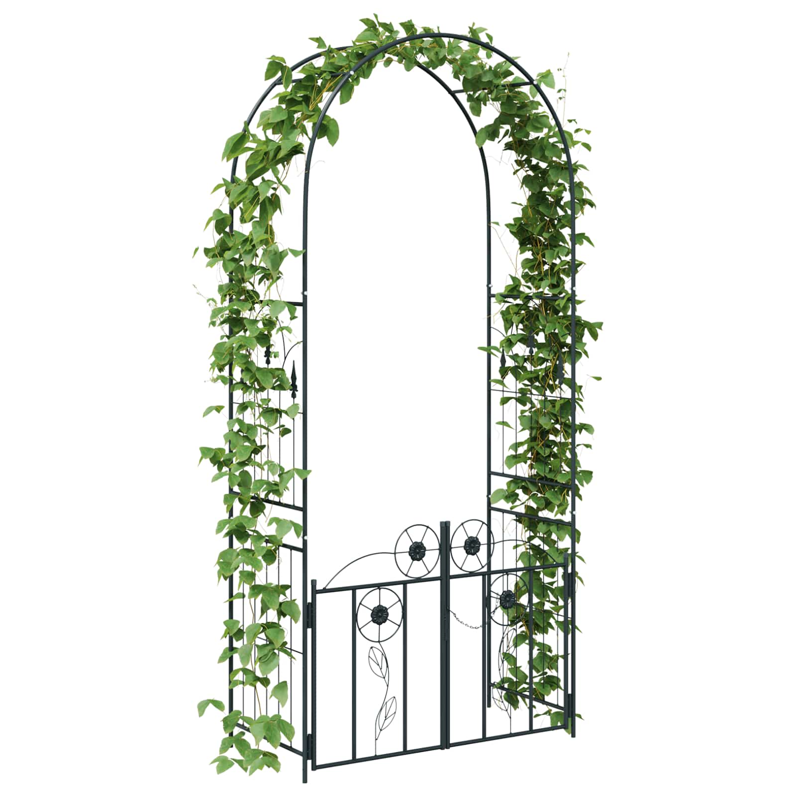 vidaXL Garden Arch Black 102 x 50 x 218 cm Steel 3