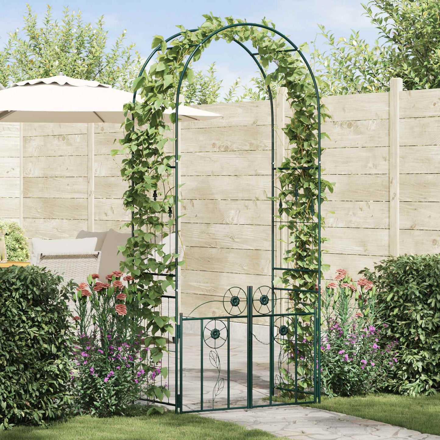 vidaXL Garden Arch Green 102 x 50 x 218 cm Steel 1