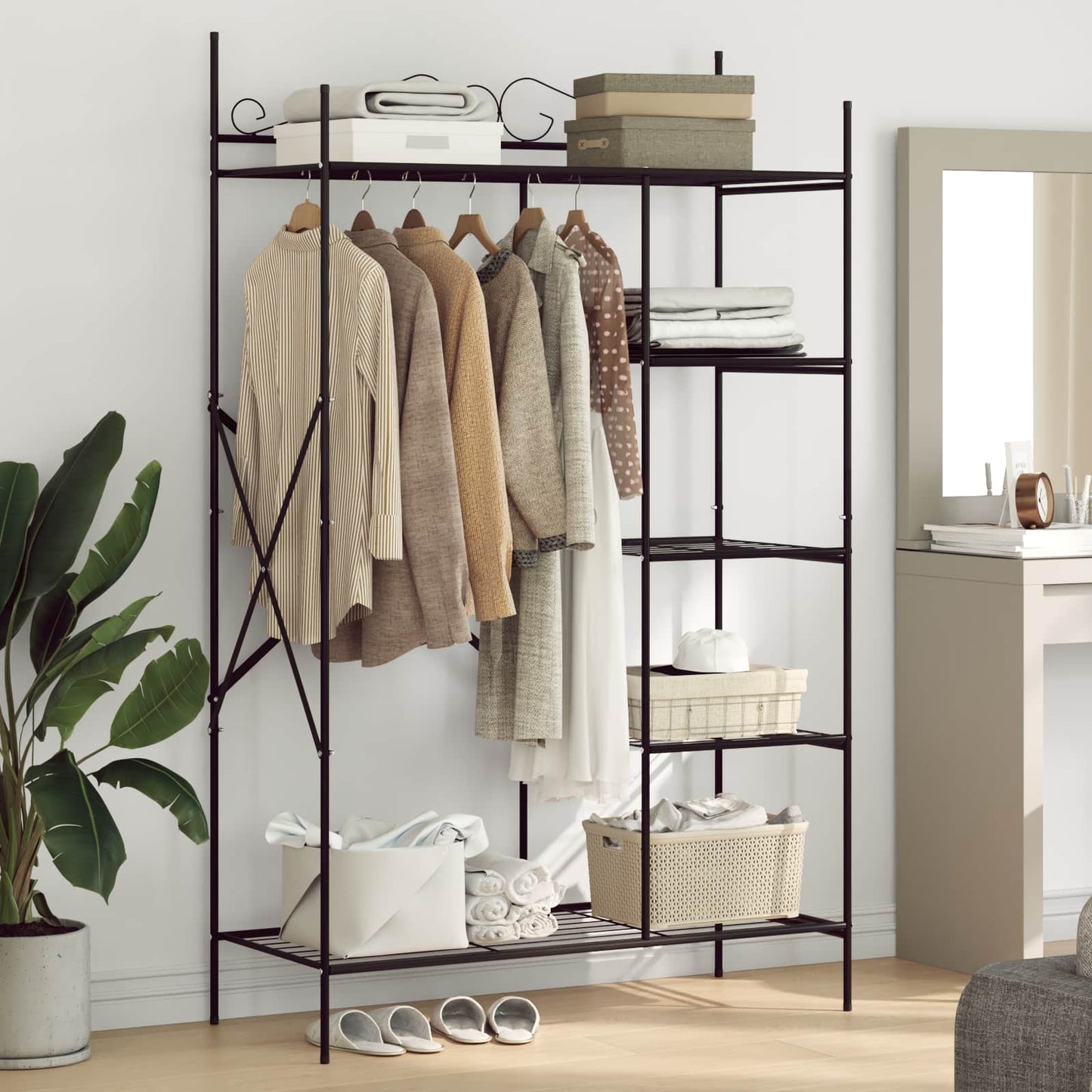 vidaXL Open Wardrobe with Shelf Black 104.5 x 45 x 172 cm Steel 1