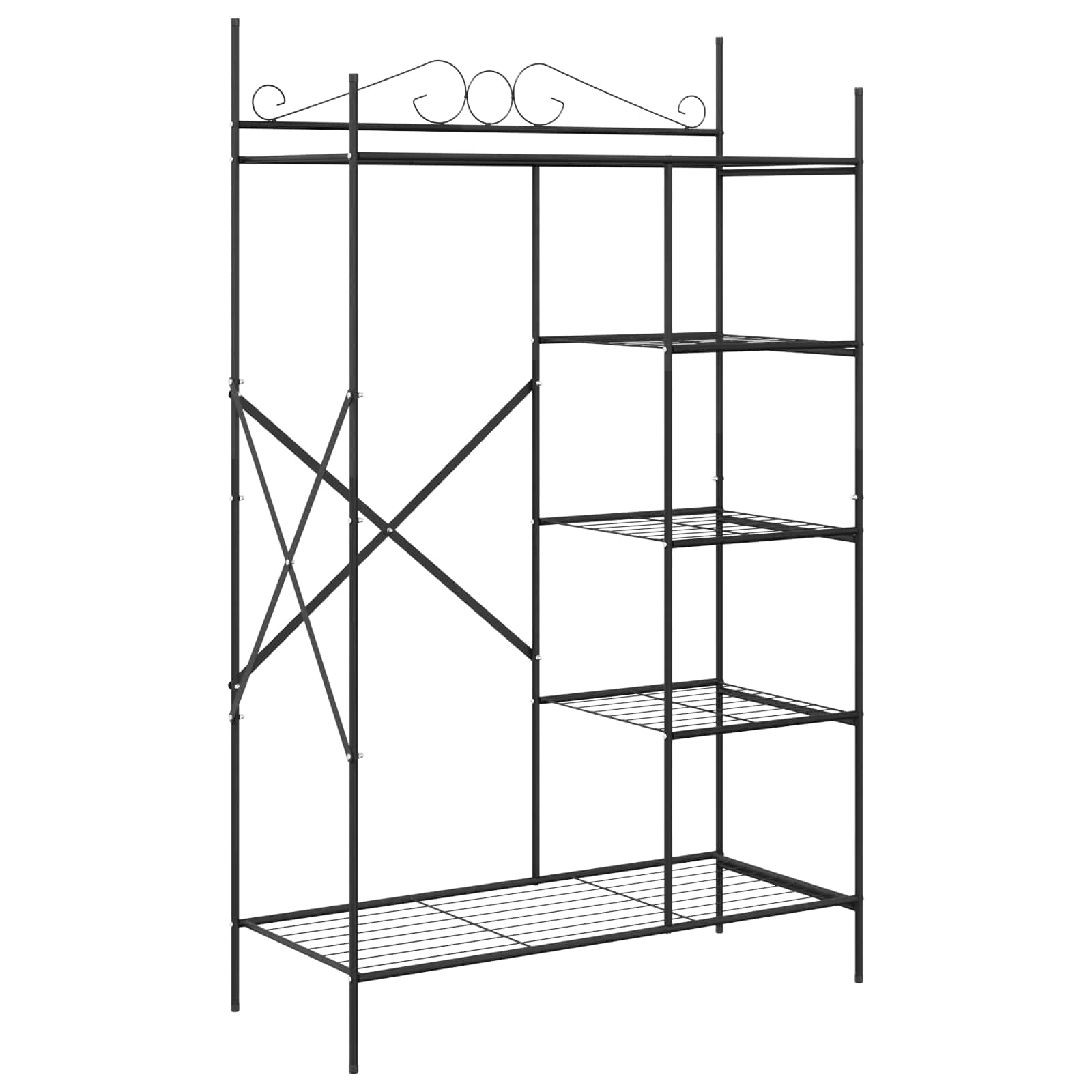 vidaXL Open Wardrobe with Shelf Black 104.5 x 45 x 172 cm Steel 2