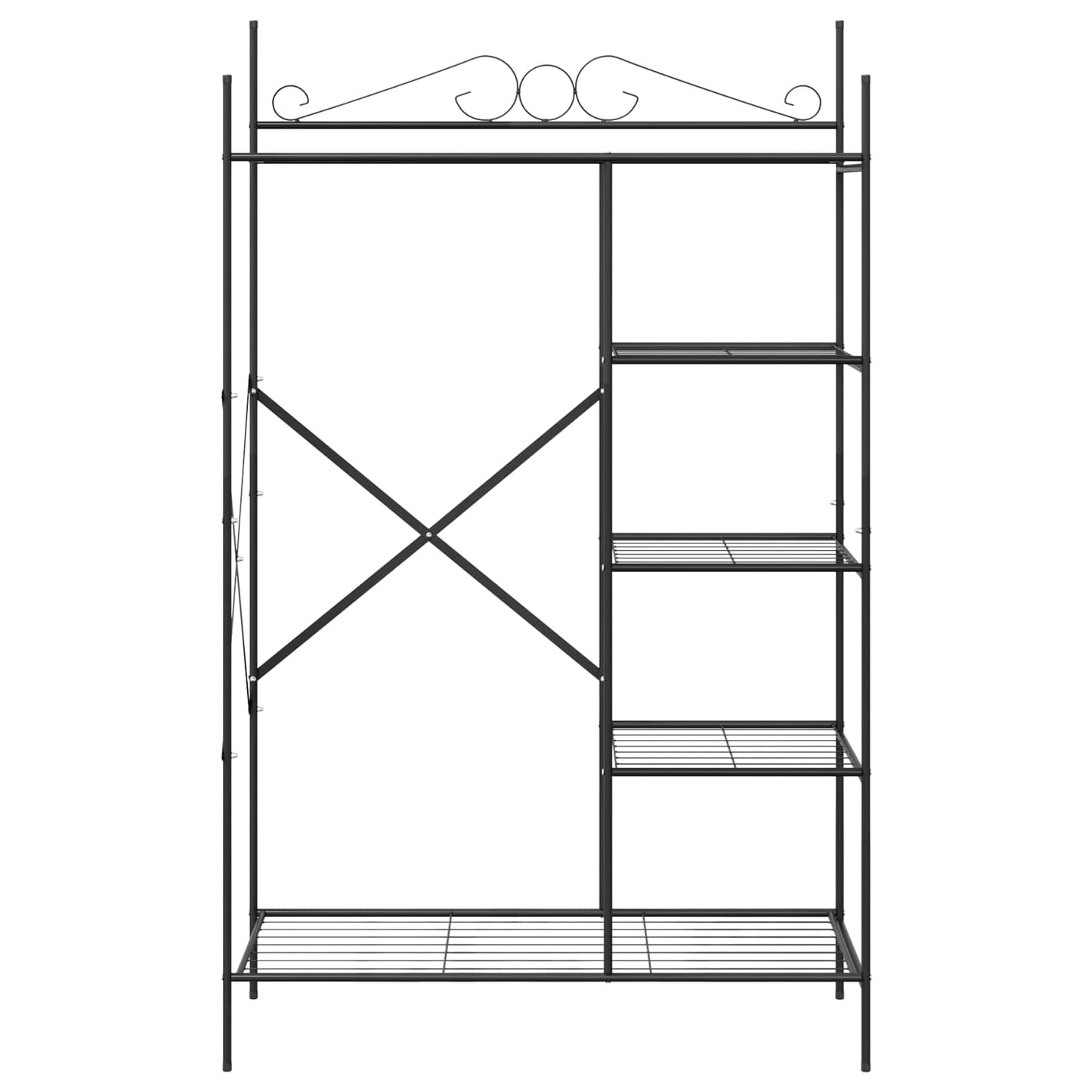 vidaXL Open Wardrobe with Shelf Black 104.5 x 45 x 172 cm Steel 5