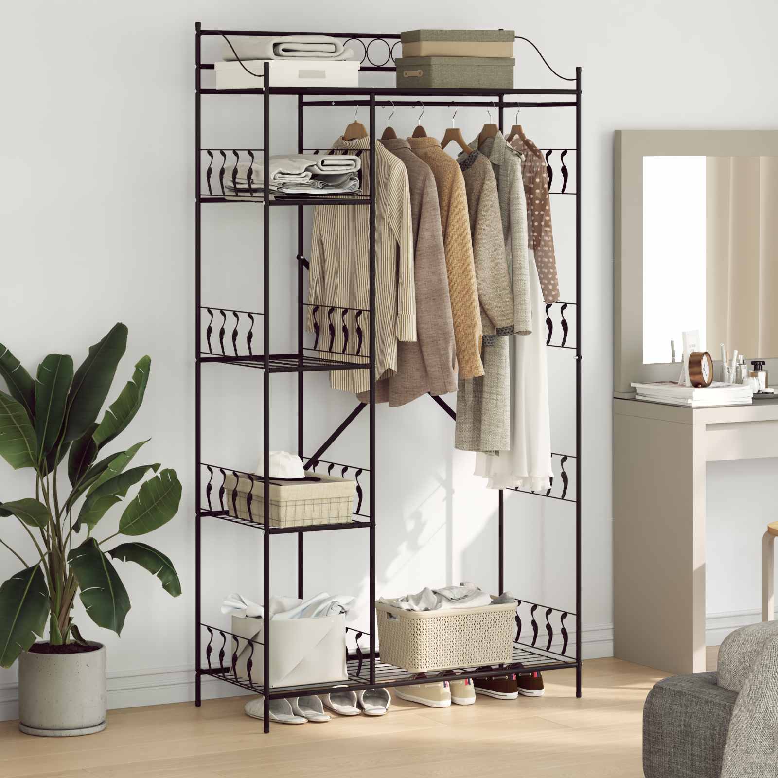 vidaXL Open Wardrobe Black 101 x 43 x 188 cm Steel 1