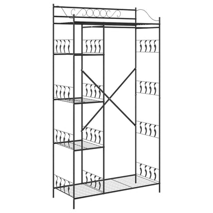 vidaXL Open Wardrobe Black 101 x 43 x 188 cm Steel 2