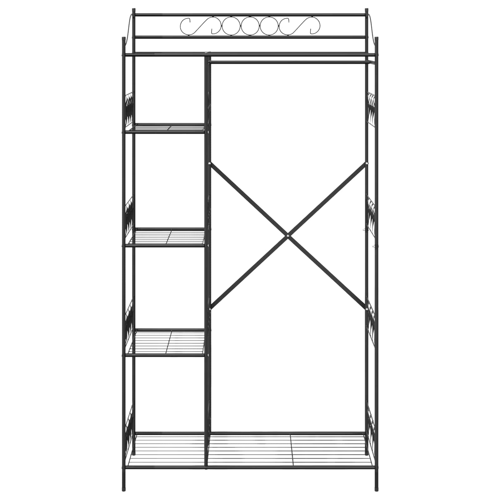 vidaXL Open Wardrobe Black 101 x 43 x 188 cm Steel 5