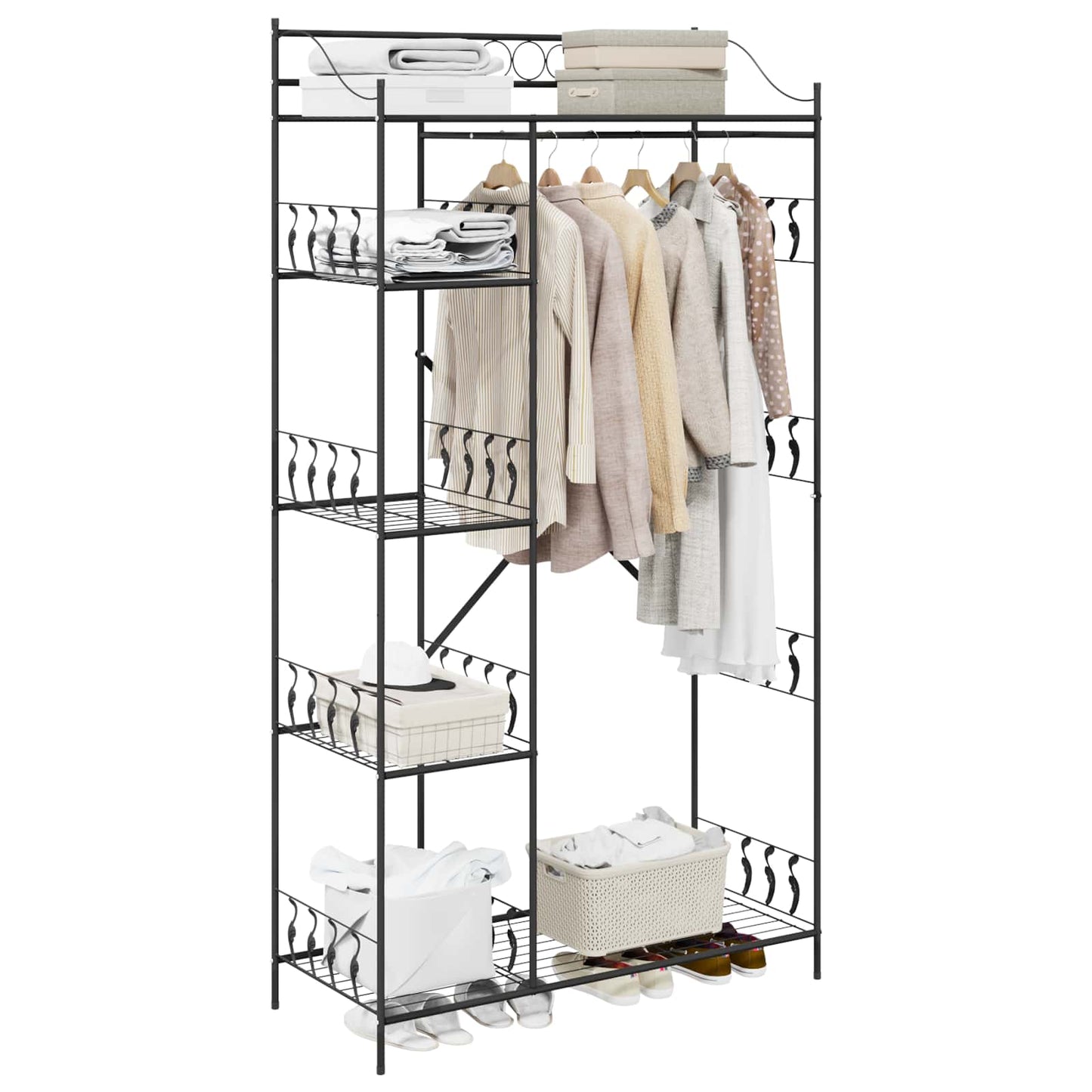 vidaXL Open Wardrobe Black 101 x 43 x 188 cm Steel 3