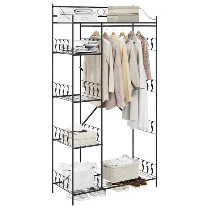 vidaXL Open Wardrobe Black 101 x 43 x 188 cm Steel 3