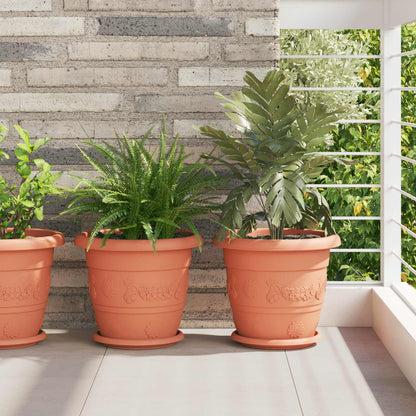vidaXL Plant Pots 24 pcs Brick Red Ø 30 x 25 cm Plastic 1
