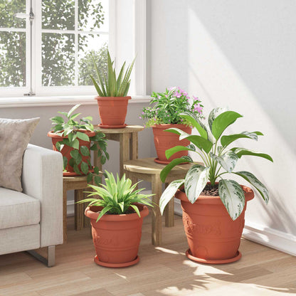 vidaXL Plant Pots 24 pcs Brick Red Ø 30 x 25 cm Plastic 5