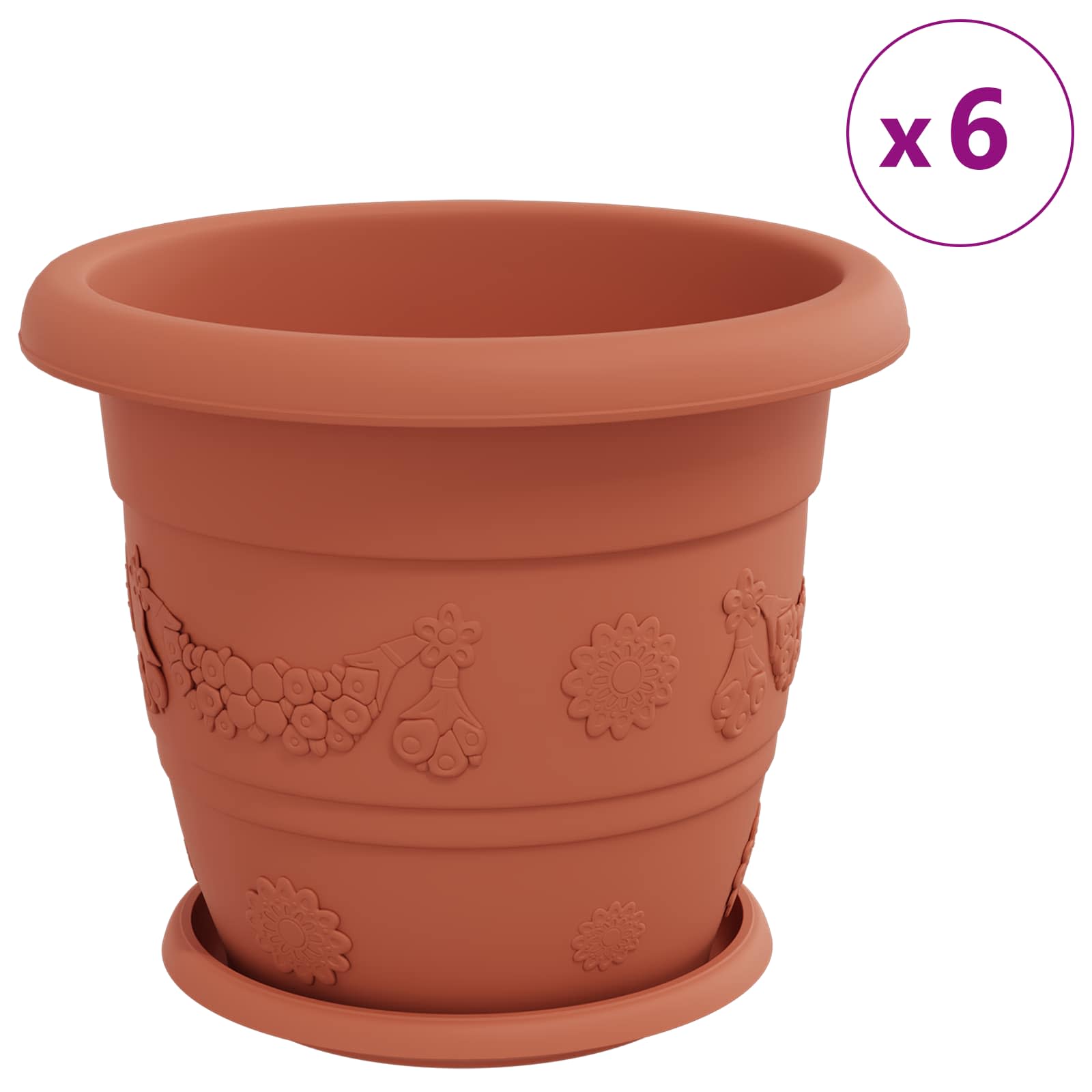 vidaXL Plant Pots 24 pcs Brick Red Ø 30 x 25 cm Plastic 4