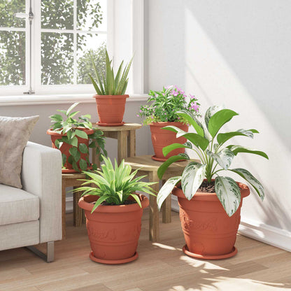 vidaXL Plant Pots 24 pcs Brick Red Ø 34 x 28 cm Plastic 4
