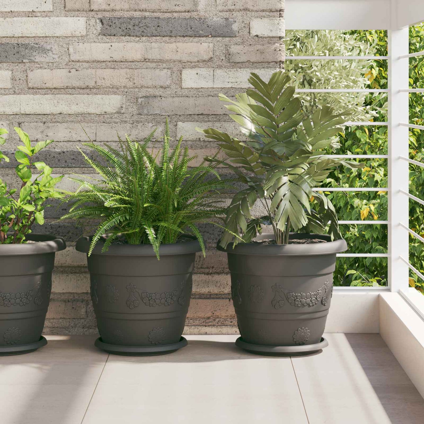vidaXL Plant Pots 24 pcs Black Ø 30 x 25 cm Plastic 1