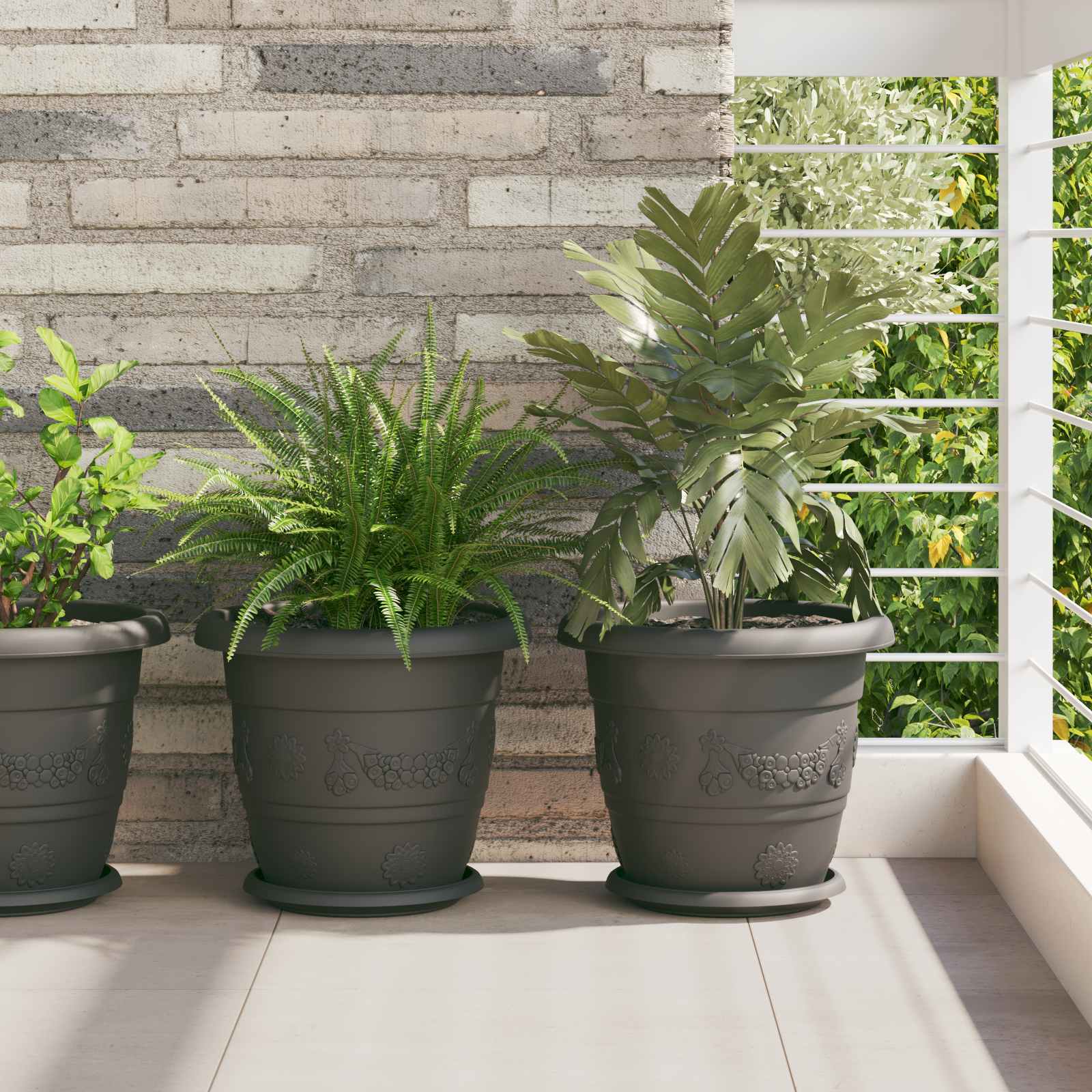 vidaXL Plant Pots 24 pcs Black Ø 30 x 25 cm Plastic 1