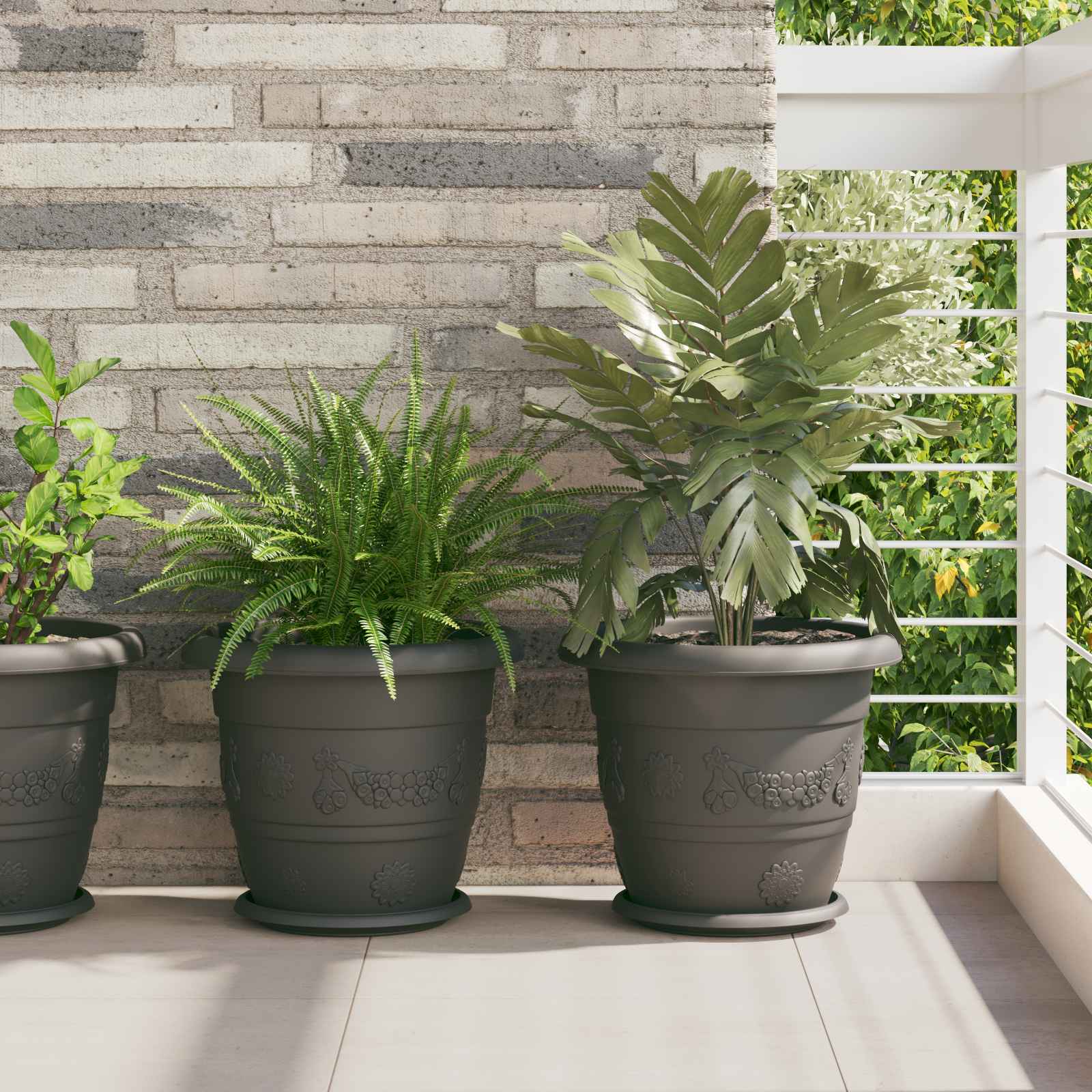 vidaXL Plant Pots 24 pcs Black Ø 34 x 28 cm Plastic 1