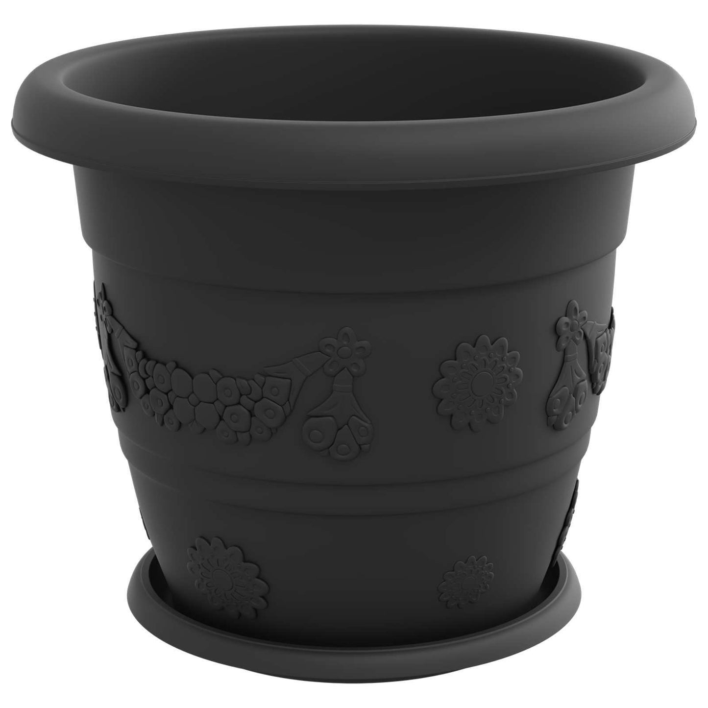 vidaXL Plant Pots 24 pcs Black Ø 34 x 28 cm Plastic 5