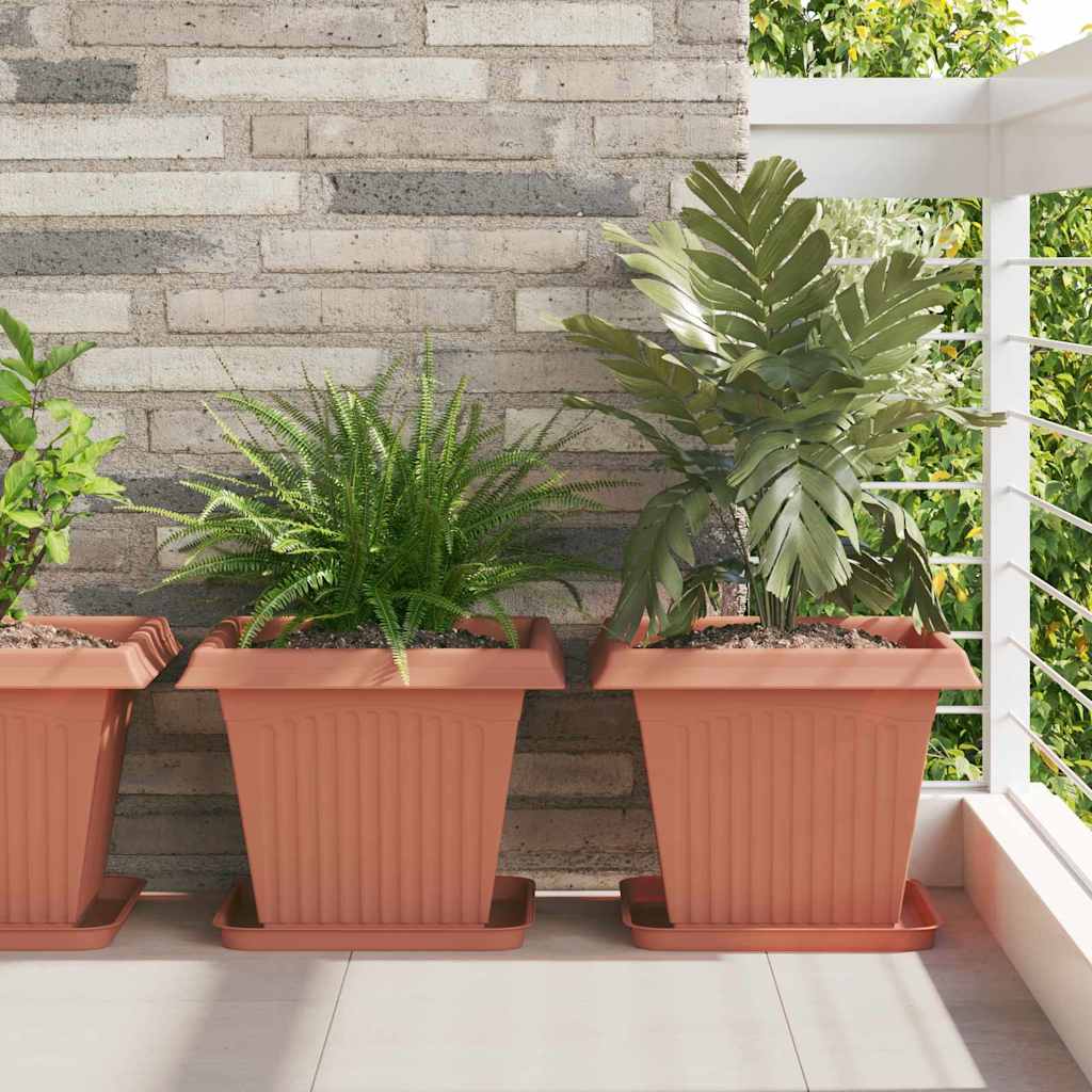 vidaXL Plant Pots 6 pcs Brick Red Plastic 1