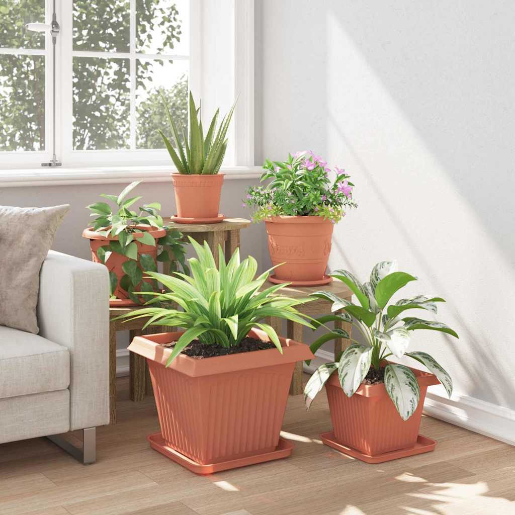 vidaXL Plant Pots 6 pcs Brick Red Plastic 4