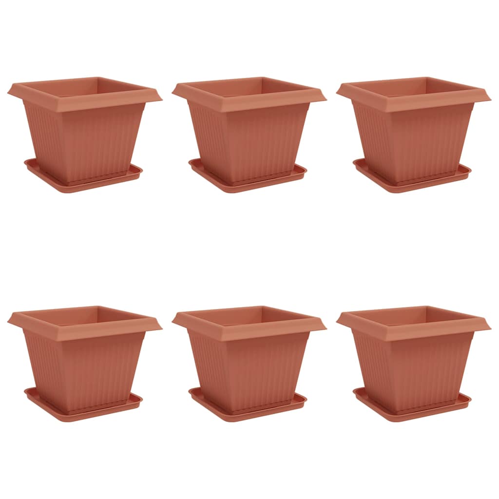 vidaXL Plant Pots 6 pcs Brick Red Plastic 2