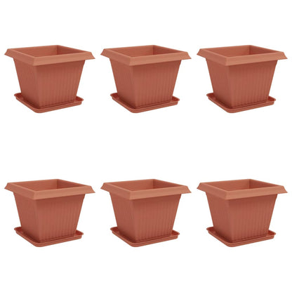 vidaXL Plant Pots 6 pcs Brick Red Plastic 2
