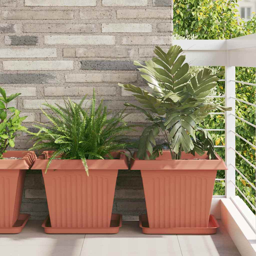 vidaXL Plant Pots 6 pcs Brick Red Plastic 1