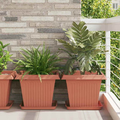 vidaXL Plant Pots 6 pcs Brick Red Plastic 1