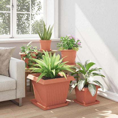 vidaXL Plant Pots 6 pcs Brick Red Plastic 4