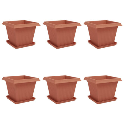 vidaXL Plant Pots 6 pcs Brick Red Plastic 2
