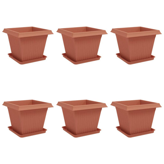vidaXL Plant Pots 6 pcs Brick Red Plastic 2