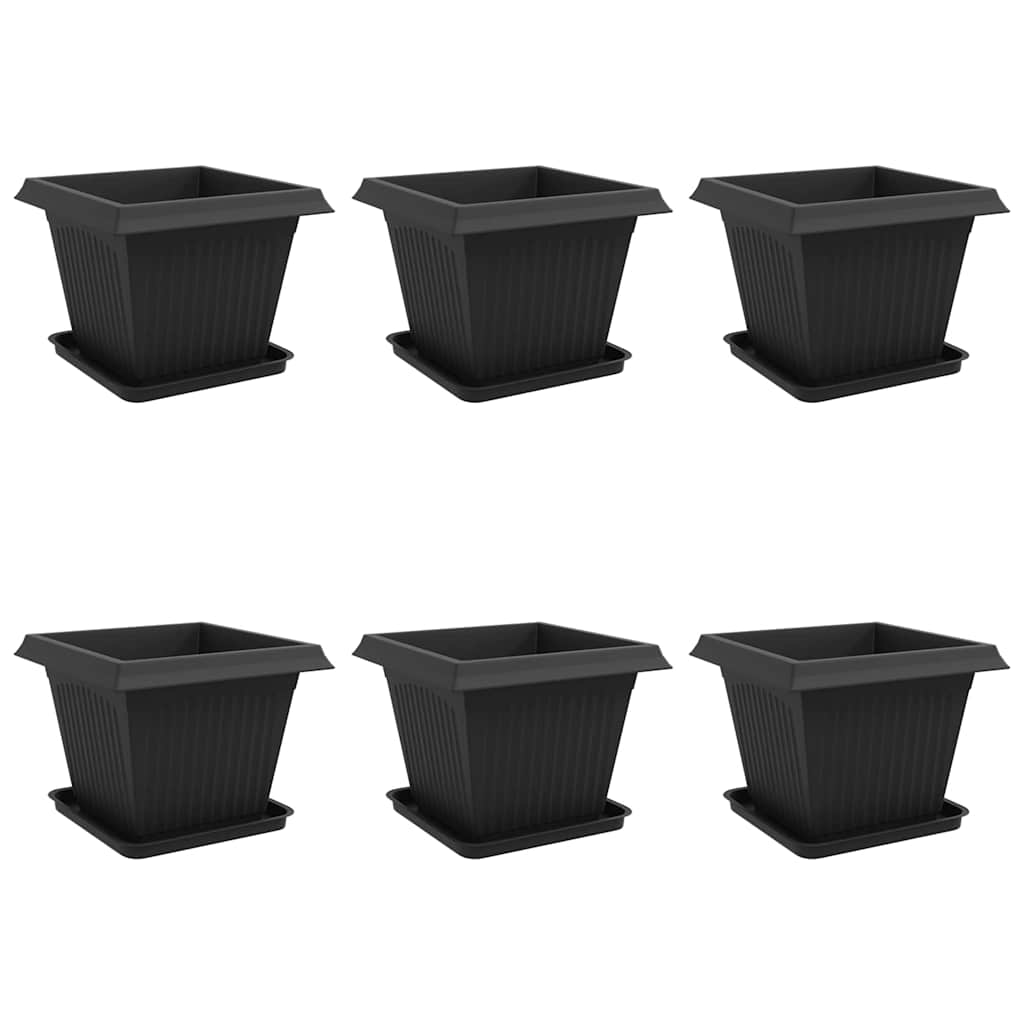 vidaXL Plant Pots 6 pcs Black Plastic 2