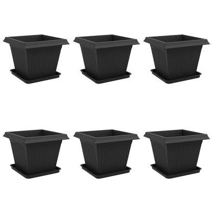 vidaXL Plant Pots 6 pcs Black Plastic 2