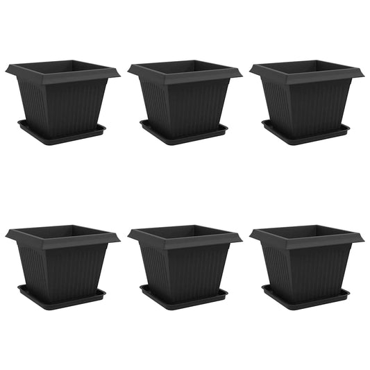 vidaXL Plant Pots 6 pcs Black Plastic 2