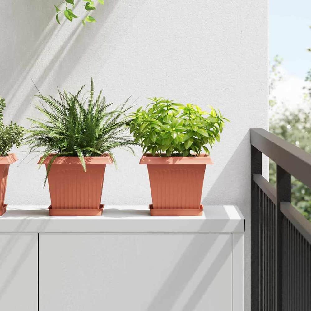 vidaXL Plant Pots Plastic Brick Red 24 pcs
