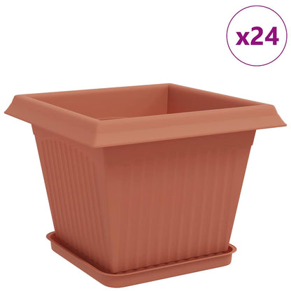 vidaXL Plant Pots 24 pcs Brick Red Plastic 2