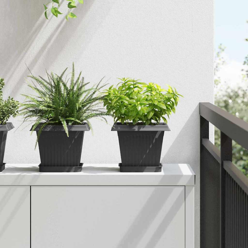 vidaXL Plant Pots Plastic Black 24 pcs
