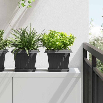 vidaXL Plant Pots Plastic Black 24 pcs