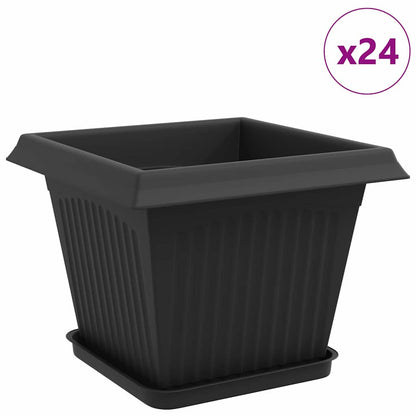 vidaXL Plant Pots 24 pcs Black Plastic 2